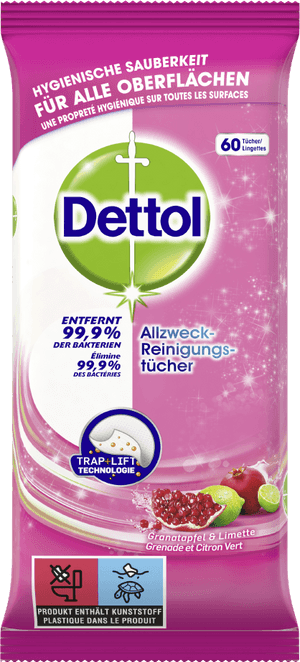 Dettol Allzweck-Reinigungs-Tücher Granatapfel & Limette