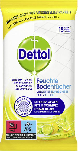 Dettol Lingettes Imprégnées Pour Le Sol Citron & Citron vert